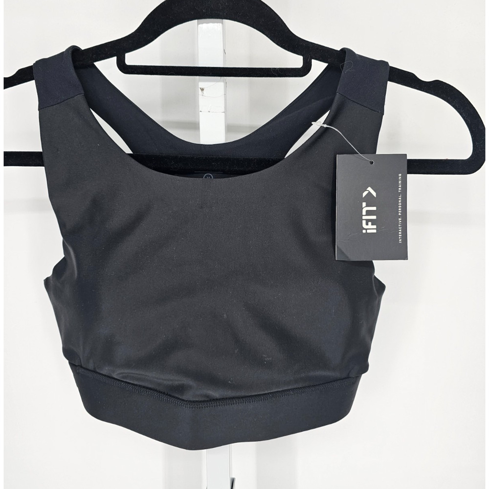iFIT Womens Sz M Studio Sports Bra Solid Black NEW